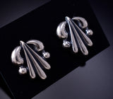 All Silver Navajo Concho Earrings by Rita Largo 6J30C