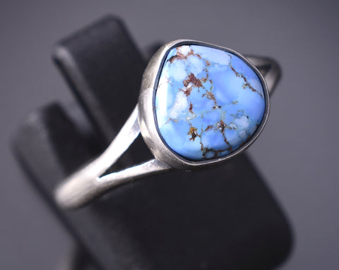 Size 8-3/4 Silver & Golden Hills Turquoise Navajo Ring Genevieve Francisco 6D27P