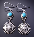 Silver & Turquoise Navajo Concho Bottom Earrings by Annie Spencer 3J16C