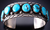 Kingman Turquoise Traditional Navajo Bracelet by Donvan Nez - 6K28A