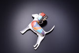 Silver & Turquoise Multistone Navajo Inlay A Dog's Love Pendant by A.P. 3F12R