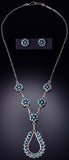 Silver & Turquoise Zuni Petit Point Necklace Earring Set by Tricia Leekity 6H25K