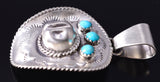 Silver & Turquoise Navajo Handmade Cowboy Hat Pendant by Bobby Platero 5L13X