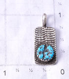 Silver & Turquoise Navajo Cuttlefish Tufacast Pendant by Ravis Henry 6D20T