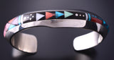 Silver Multistone Navajo Inlay Four Directions Bracelet by Jim Harrison 4C13H