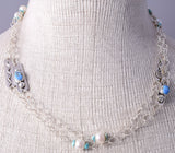 Silver & Golden Hills Turquoise Fresh Pearl Navajo Necklace by Erick Begay 5H03P