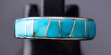 Size 7 Navajo Turquoise Inlay Ring by Edward Lee 6K27B