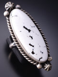 Adjustable Size - White Buffalo Stone Navajo Ring by Johnny Dixon 6K26U