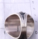 Size 6-3/4 Silver Navajo Handstamped Concho Face Ring by Derrick Gordon 5H21M
