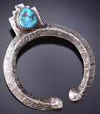 Silver & Turquoise Navajo Tufacast Horseshoe Pendant by Ravis Henry 6H06C