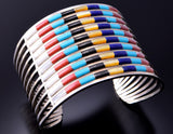 Silver & Turquoise Multistone Zuni Inlay Bracelet by Anson Wallace 3F05A