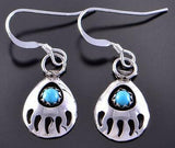 Silver & Turquoise Strong Bear Claw Navajo Earrings by Leta Parker 2B18G