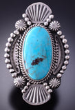 Size 8-1/2 Silver & Turquoise Navajo Handmade Ring by Michael Calladitto 4A12M