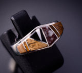 Size 5 Silver Multistone Navajo Inlay Ring by TSF 3L16T
