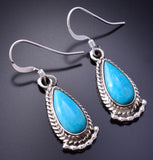 Silver & Turquoise Navajo Tear Drop Earrings by Sharon McCarthy 3J16Q