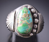 Size 10-1/4 Navajo Sonoran Gold Turquoise Men's ring by Sharon McCarthy 6K22K