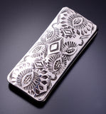 Silver Navajo Handstamped Leaves Money Clip 4A31T