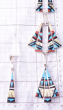 Silver & Turquoise Zuni Inlay Necklace & Earring Set by Kathy Boone 4A31P