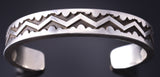 Vintage - Silver Navajo Handmade Mountains Men's Bracelet by Emerson Bill 6A03F