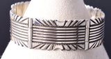 Vintage Silver Navajo Handstamped Link Bracelet stamped L 5L17J