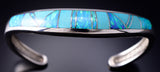 Preowned - Silver & Turquoise w/ Opal Navajo Inlay Bracelet by Sunburst Handcrafts 6J23O
