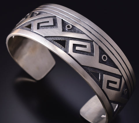 Silver Hopi Handmade Pottery Design Bracelet by Trinidad Lucas 5J18Q