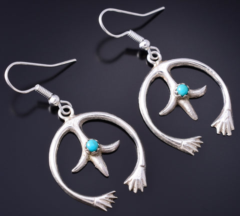 Silver & Kingman Turquoise Navajo Handmade Naja Earrings by Lorraine Chee 6B14F