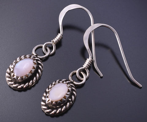 Small Pink Mussell Shell Navajo Handmade Dangle Earrings - 4H28B