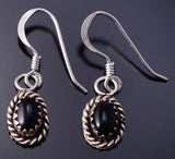 Small Black Onyx Dangle Earrings Navajo Handmade 4H28A