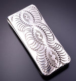 Silver Navajo Handstamped Rug Design Money Clip 4A31R