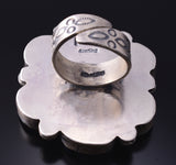 Adjustable Silver & Golden Hills Turquoise Navajo Coin Ring - Penny Nathan 5K22L