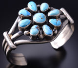 Silver & Golden Hills Turquoise Cluster Navajo Bracelet by Shirley Henry 6F09W