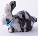 White and Black Marble Zuni Fetish - Rabbit by Alvert Lamy 5L09F