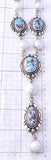 Silver & Golden Hills Turquoise & Fresh Water Pearl Navajo Lariat Necklace by Erick Begay 3H19B