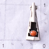 Silver & Coral Navajo Handmade Shadow Earrings by Felix Perry 6F17W