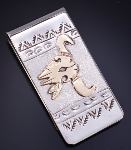 Silver & 12k Gold-filled Desert Cowhead Navajo Money Clip Genevieve Jones 5L25P