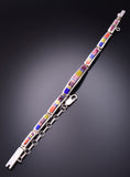 Silver Multistone Navajo Inlay Link Bracelet 3F10E