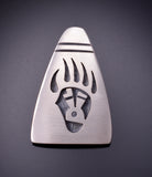 Silver Hopi Handmade Bear Claw Design Pendant by Timothy Mowa 3G05B