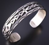 Vintage Silver Navajo Handmade Arrowheads Bracelet by M.E. Begaye 5K17K