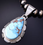 Silver & Golden Hills Turquoise Navajo Handmade Pendant by Rick Tolino 5L13Q