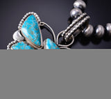 Silver & Turquoise Navajo Handmade Butterfly Pendant by Phyllis A. Smith 6D27B