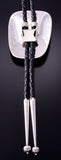 Silver & Turquoise Navajo Handmade Men's Bolo Tie by Wilber Muskett 4D15G