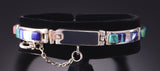 Silver & Turquoise Multistone Inlay Navajo Handmade Link Bracelet by Pamela Daniels 3F10G