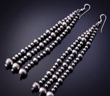 Silver 3-Strand Navajo Pearls Duster Earrings by Vangie Touchine 4L07X