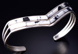 Silver & White Buffalo Turquoise Navajo Inlay Bracelet by Jamie Johnson 5L20P