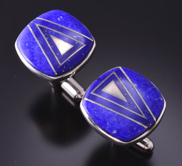 Silver & Lapis Navajo Inlay Cuff Links by TSF 3L13D