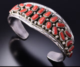 Silver & Coral Navajo Handmade Bracelet by Anita Whitegoat 3F10L