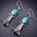 Silver & Turquoise Navajo Squash Ends Earrings by Sharon McCarthy 6D09G