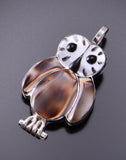 Silver Multistone Zuni Inlay Owl Pendant by Regina Kallestewa 3F19T