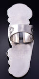 Size 7-1/2 Silver & Kingman Turquoise Navajo Long Ring by Jeff James 5L13E